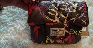 Bam Forever Graffiti Print Quilted Mini Shoulder Bag with Gold Chain